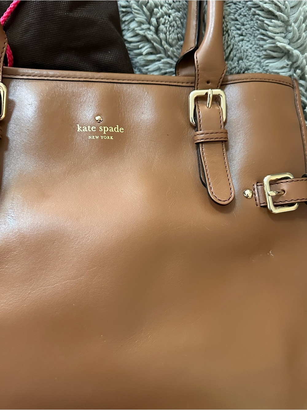 kate spade Brown Leather Tote with Gold Hardware